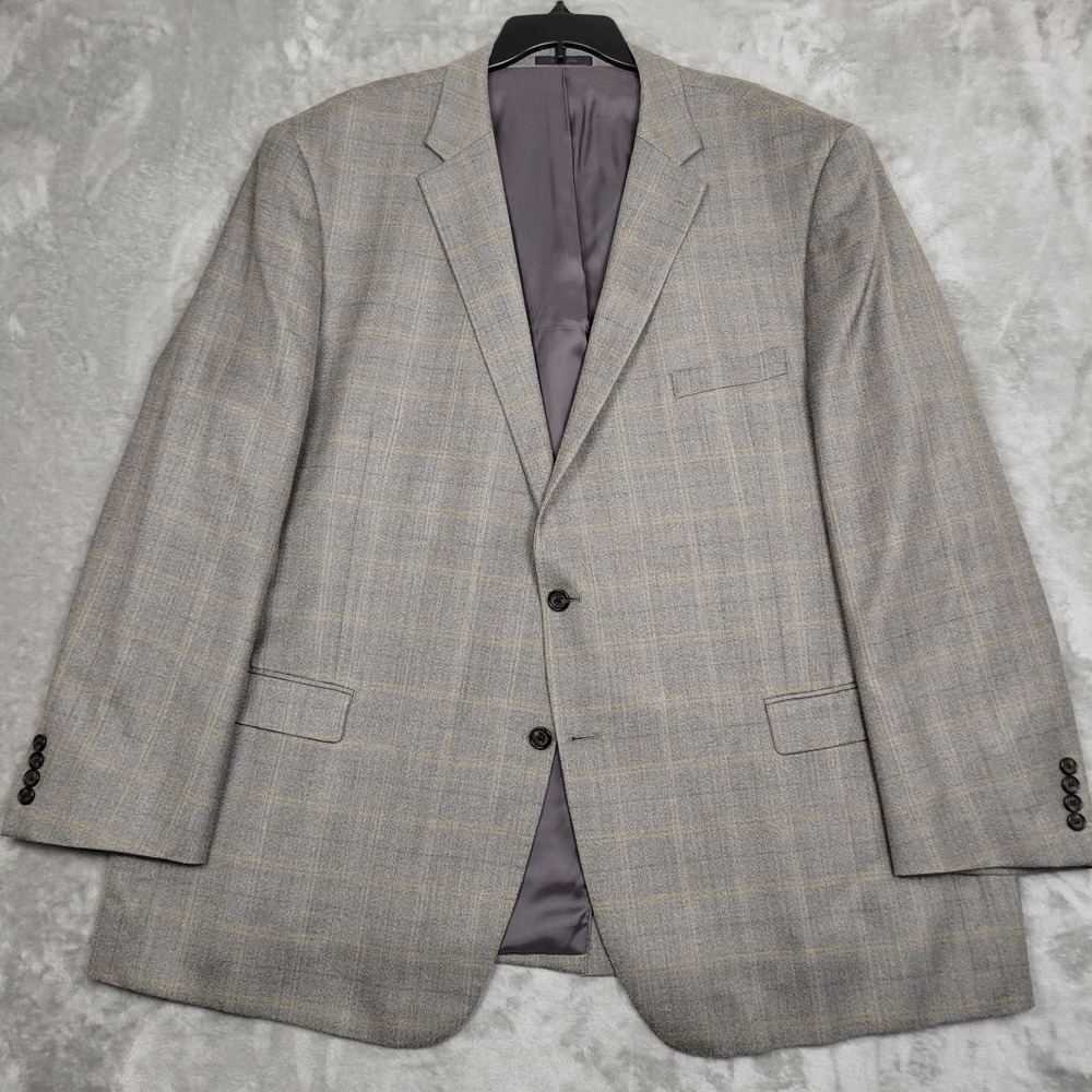 Lauren Ralph Lauren Men's 56L Gray Brown Glen Plaid Wool Silk Blazer Sport Coat